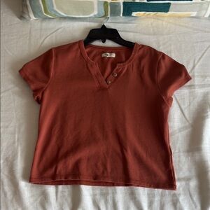 Rust Orange Short Sleeve Top with Buttons!!
